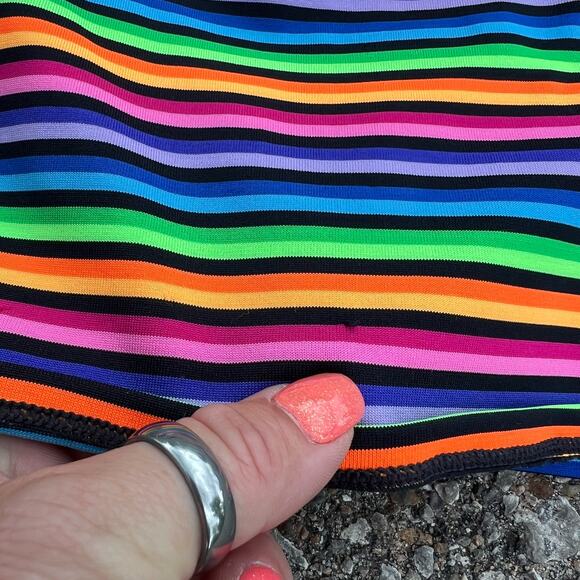 Vintage 90s Catalina neon rainbow stripe tankini top SMALL - Picture 8 of 8